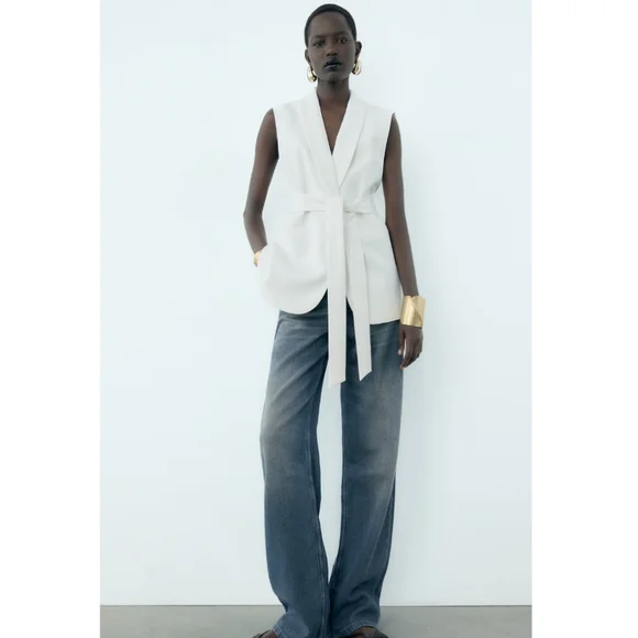 ❌️SOLD❌️TUXEDO COLLAR VEST ZW COLLECTION SIZE S - Picture 3 of 14